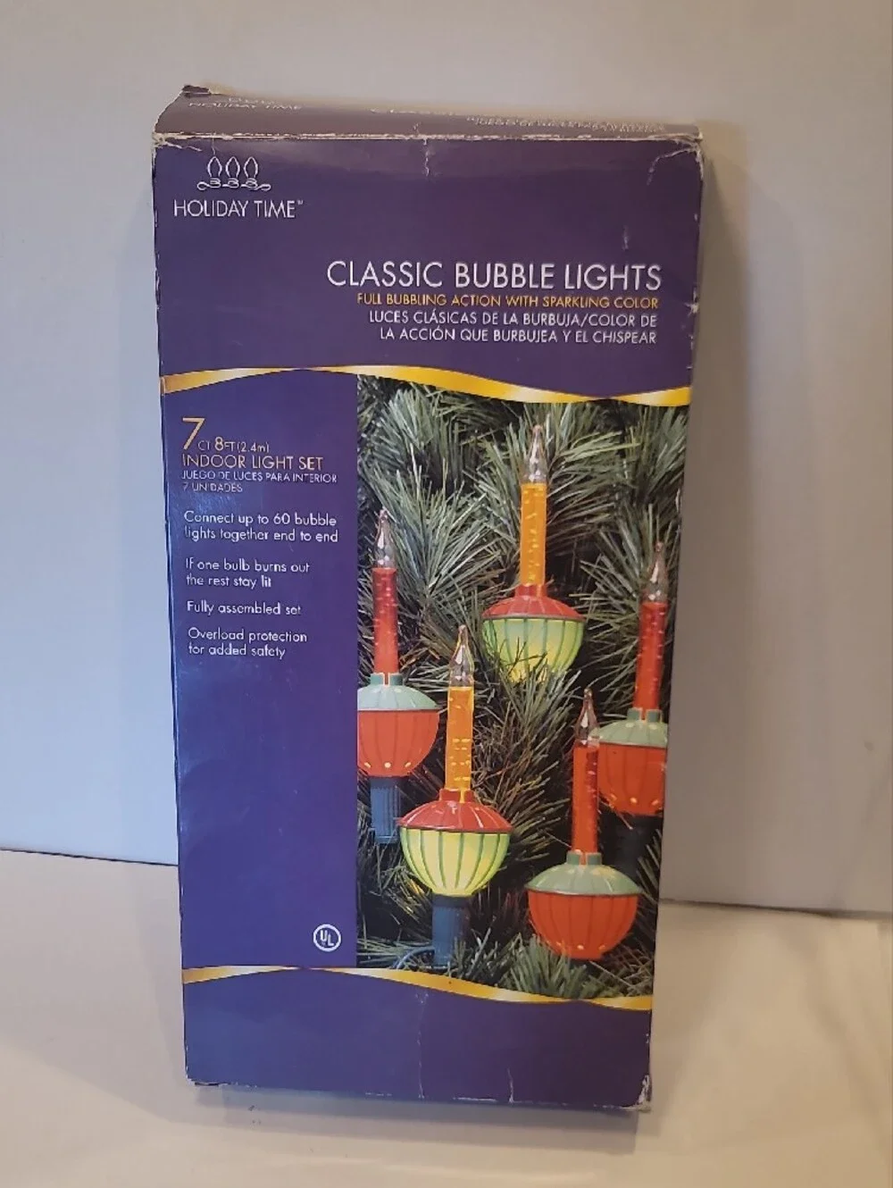 Holiday Time String of 7 Christmas Bubble Lights